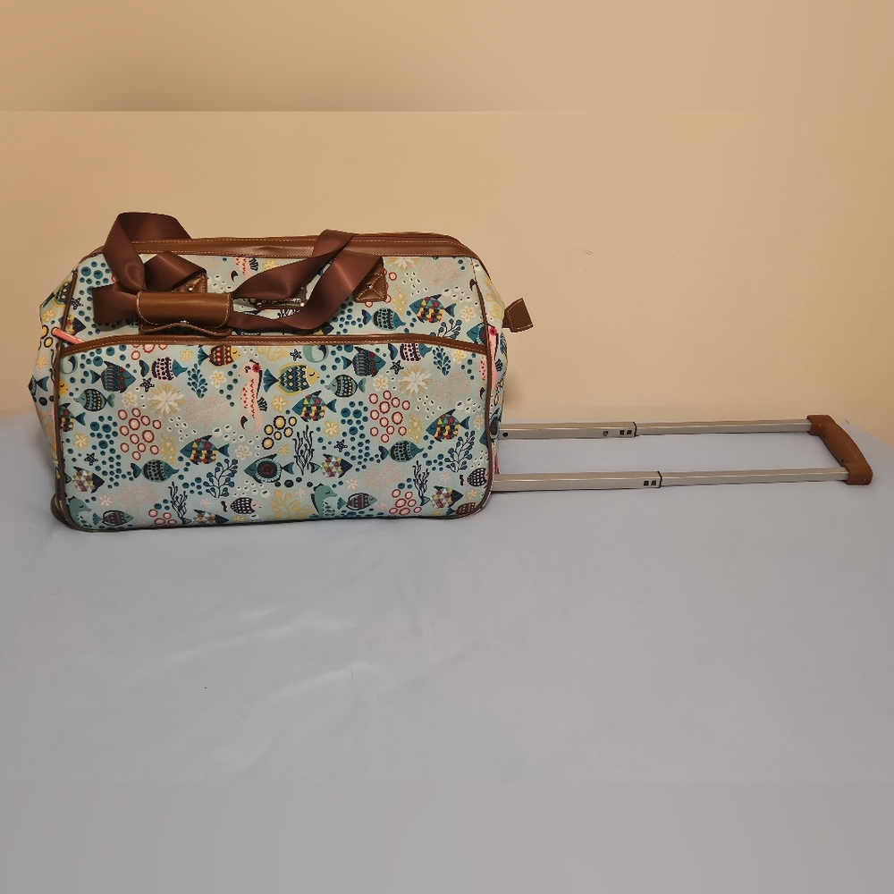 Lily Bloom Wheeled Travel Bag with Fish Pattern - Picture 4 of 5